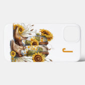 Cowgirl Stiefel und Sonnenblumen Mit Monogramm Case-Mate iPhone Hülle (Rückseite (Horizontal))