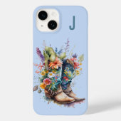 Cowgirl Stiefel und Wildblumen Mit Monogramm Case-Mate iPhone Hülle (Rückseite)
