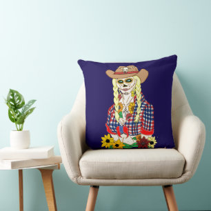 Cowgirl Sugar Skull Kissen