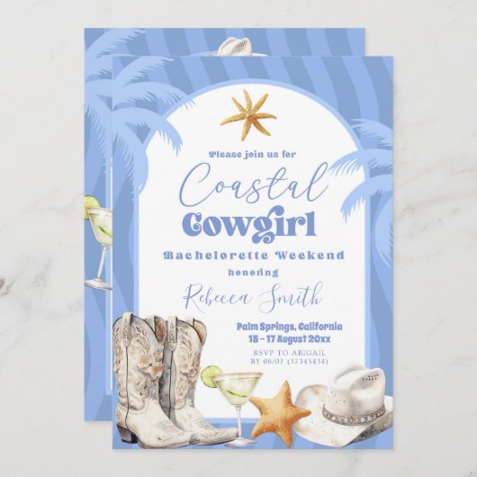 Cowgirl Summer Bachelorette Itinerary Einladung (Vorne/Hinten)