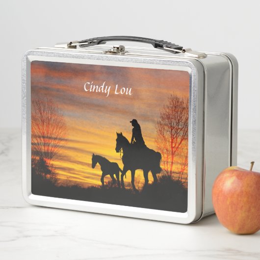 Cowgirl Sunset Horseback Ride Box Metall Brotdose (Beispiel)