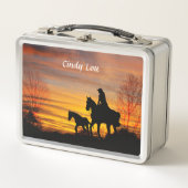 Cowgirl Sunset Horseback Ride Box Metall Brotdose (Vorderseite)
