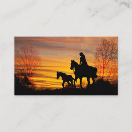 Cowgirl Sunset Horseback Ride Business Card Visitenkarte