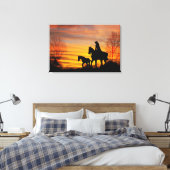 Cowgirl Sunset Horseback Ride Canvas Print Leinwanddruck (Insitu (Schlafzimmer))