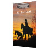 Cowgirl Sunset Horseback Ride Clipboard Klemmbrett (Links)