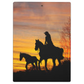 Cowgirl Sunset Horseback Ride Clipboard Klemmbrett (Rückseite)