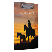Cowgirl Sunset Horseback Ride Clipboard Klemmbrett (Rechts)