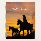 Cowgirl Sunset Horseback Ride Daily Planer (Vorderseite)