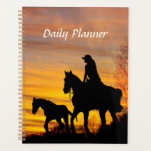 Cowgirl Sunset Horseback Ride Daily Planer