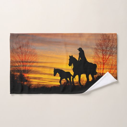 Cowgirl Sunset Horseback Ride Handtuch (Handtuch)