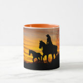 Cowgirl Sunset Horseback Ride Kaffee Tasse (Zentrum)
