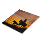 Cowgirl Sunset Horseback Ride Keramik Tile Fliese (Seite)