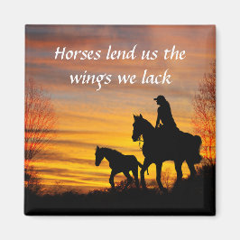 Cowgirl Sunset Horseback Ride Magnet