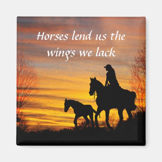 Cowgirl Sunset Horseback Ride Magnet (Vorne)