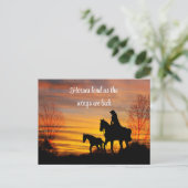 Cowgirl Sunset Horseback Ride Postcard Postkarte (Stehend Vorderseite)