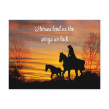 Cowgirl Sunset Horseback Ride Postcard