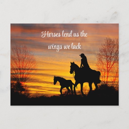 Cowgirl Sunset Horseback Ride Postcard Postkarte (Vorderseite)
