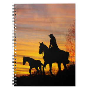 Cowgirl Sunset Horseback Ride Spiral Notebook Notizblock