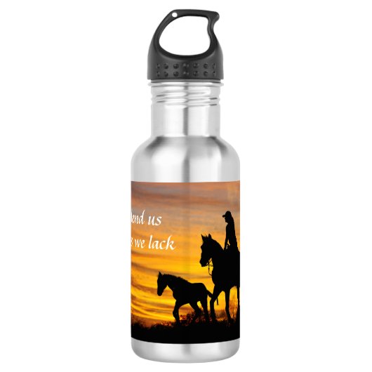 Cowgirl Sunset Horseback Ride Wasserflasche (Vorderseite)