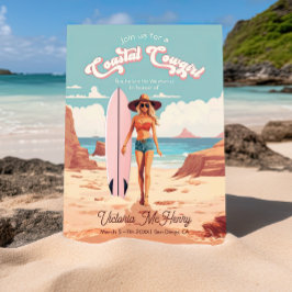 Cowgirl Surfboard Junggeselinnen-Abschied an der K Einladung