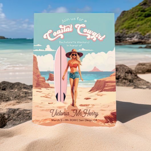 Cowgirl Surfboard Junggeselinnen-Abschied an der K Einladung