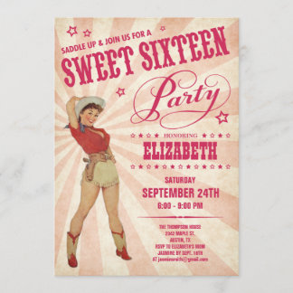 Cowgirl Sweet 16 Party Einladungen