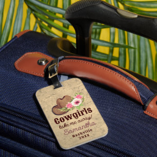 Cowgirl-Themenschmuck Rosa Blumenmuster Personalis Gepäckanhänger