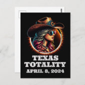 Cowgirl Total Solar Eclipse 4.08.2024 Texas Postkarte (Vorne/Hinten)