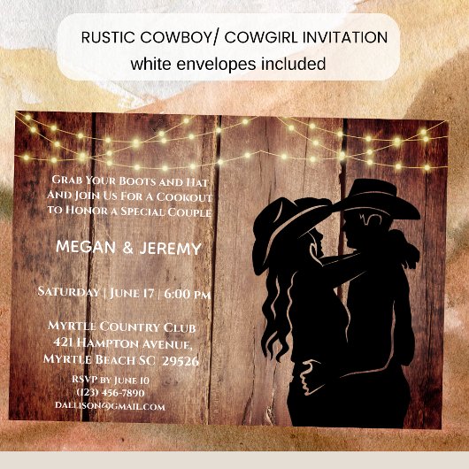 Cowgirl und Cowboy Cookout/GRILLEN Einladung