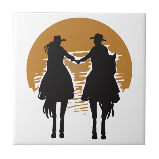 Cowgirl und Cowboy Fliese (Vorderseite)