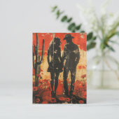 Cowgirl und Cowboy in einer Wüste Postkarte (Stehend Vorderseite)