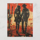 Cowgirl und Cowboy in einer Wüste Postkarte (Vorderseite)