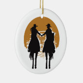 Cowgirl und Cowboy Keramik Ornament (Rechts)