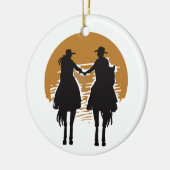 Cowgirl und Cowboy Keramik Ornament (Links)