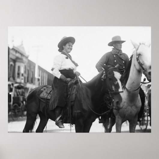 Cowgirl und Cowboy on Horseback: 1908 Poster (Vorne)
