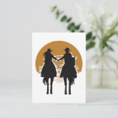Cowgirl und Cowboy Postkarte (Stehend Vorderseite)