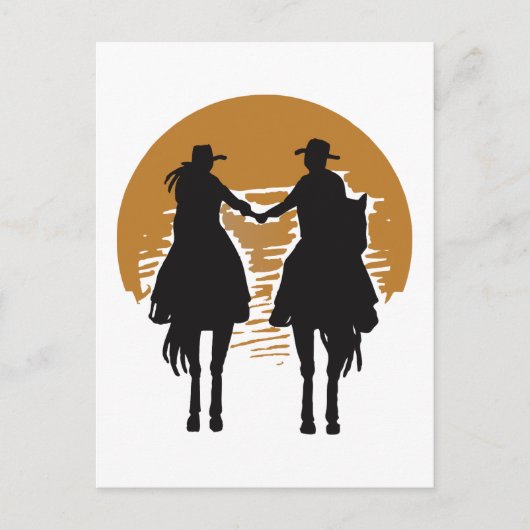Cowgirl und Cowboy Postkarte (Vorderseite)