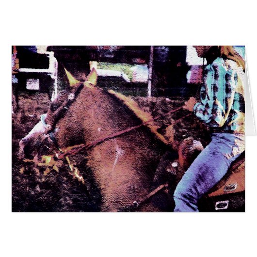 Cowgirl und Pferd (Vorderseite (Horizontal))