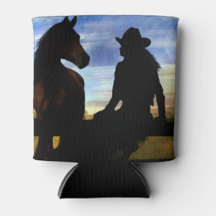 Cowgirl und Pferd Country Western Dosenkühler