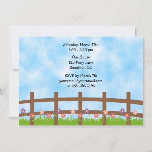 Cowgirl und Pferd Einladung zum Geburtstag (Rückseite)