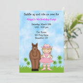 Cowgirl und Pferd Einladung zum Geburtstag (Stehend Vorderseite)