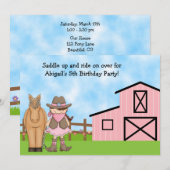 Cowgirl und Pferd Einladung zum Geburtstag (Vorne/Hinten)
