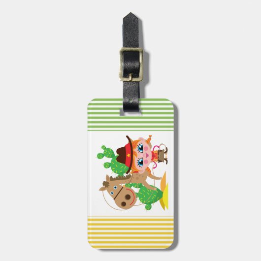 Cowgirl und Pferd Gepäckanhänger (Vorderseite vertikal)