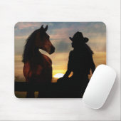 Cowgirl und Pferd im Sunset Mouse Pad Mousepad (Mit Mouse)