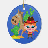 Cowgirl und Pferd Keramik Ornament (Links)