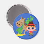 Cowgirl und Pferd Magnet (Vorderseite/Rückseite)