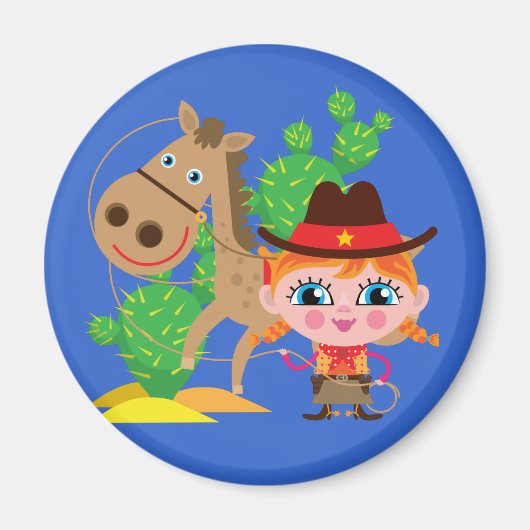 Cowgirl und Pferd Magnet (Vorne)