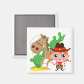 Cowgirl und Pferd Magnet (Vorderseite/Rückseite)