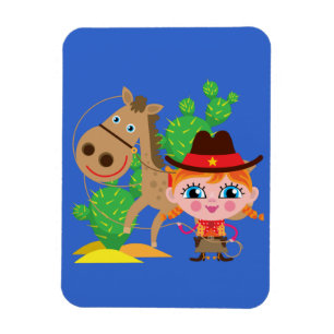 Cowgirl und Pferd Magnet