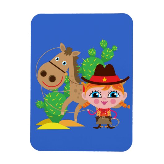 Cowgirl und Pferd Magnet (Vertikal)